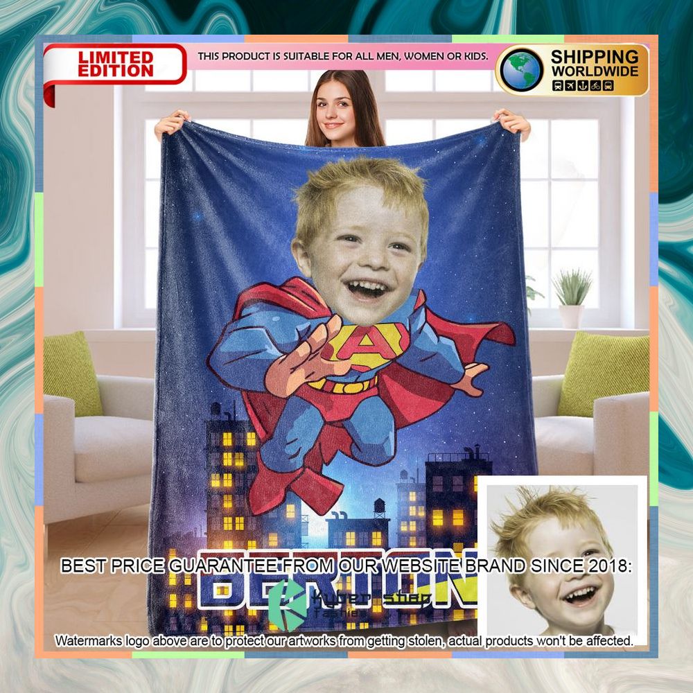 Custom Photo Superhero Flying Super Man Blanket 5 custom photo superhero flying super man blanket 2 142