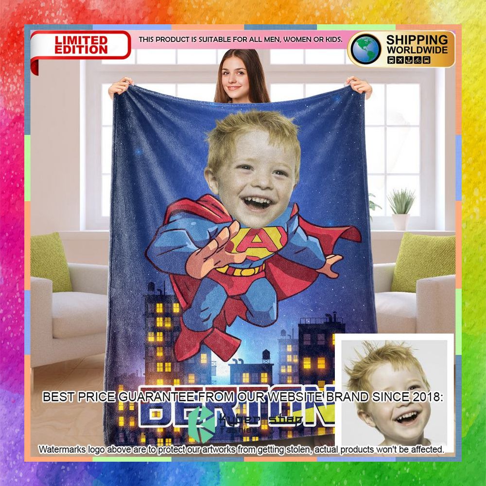 Custom Photo Superhero Flying Super Man Blanket 8 custom photo superhero flying super man blanket 2 366