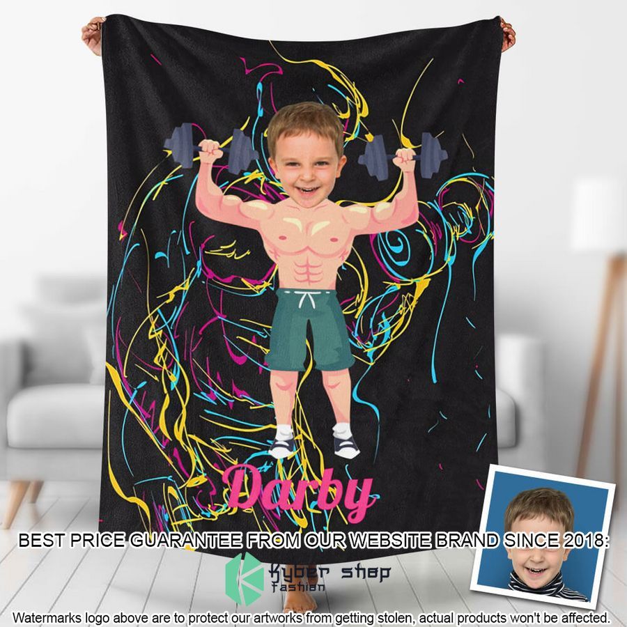 custom photo weightlifting man blanket 1 557