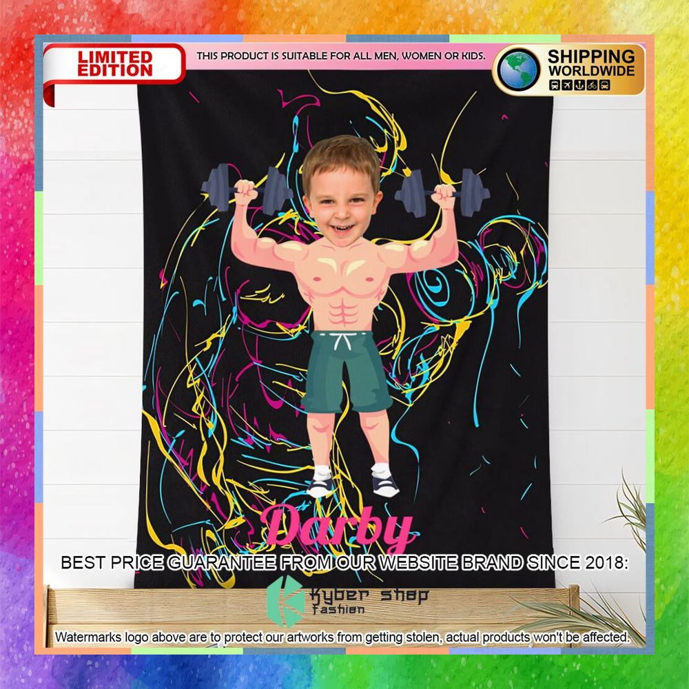 Custom Photo Weightlifting Man Blanket 11 custom photo weightlifting man blanket 3 366