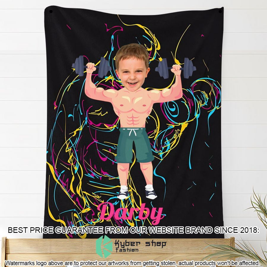 Custom Photo Weightlifting Man Blanket 3 custom photo weightlifting man blanket 3 929