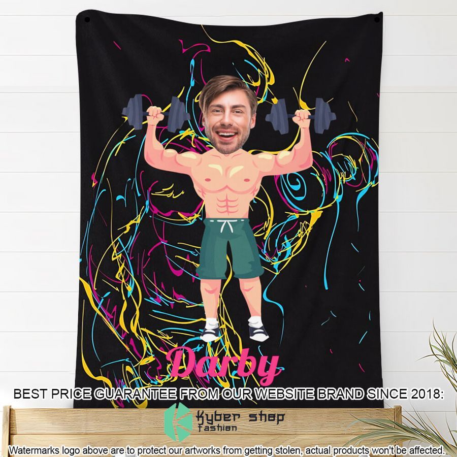 Custom Photo Weightlifting Man Blanket 4 custom photo weightlifting man blanket 4 654