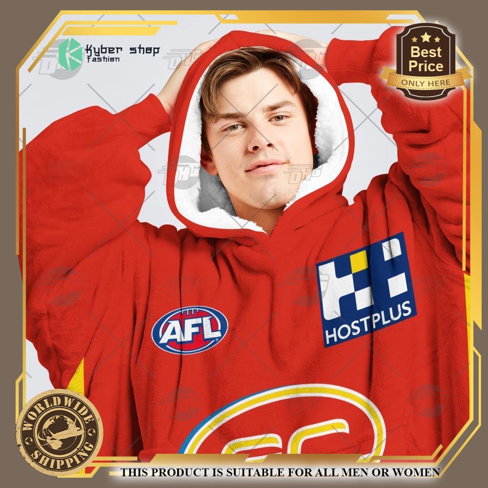 Personalized AFL Gold Coast Suns Football Club Hoodie Blanket 5 personalized afl gold coast suns football club hoodie blanket 5