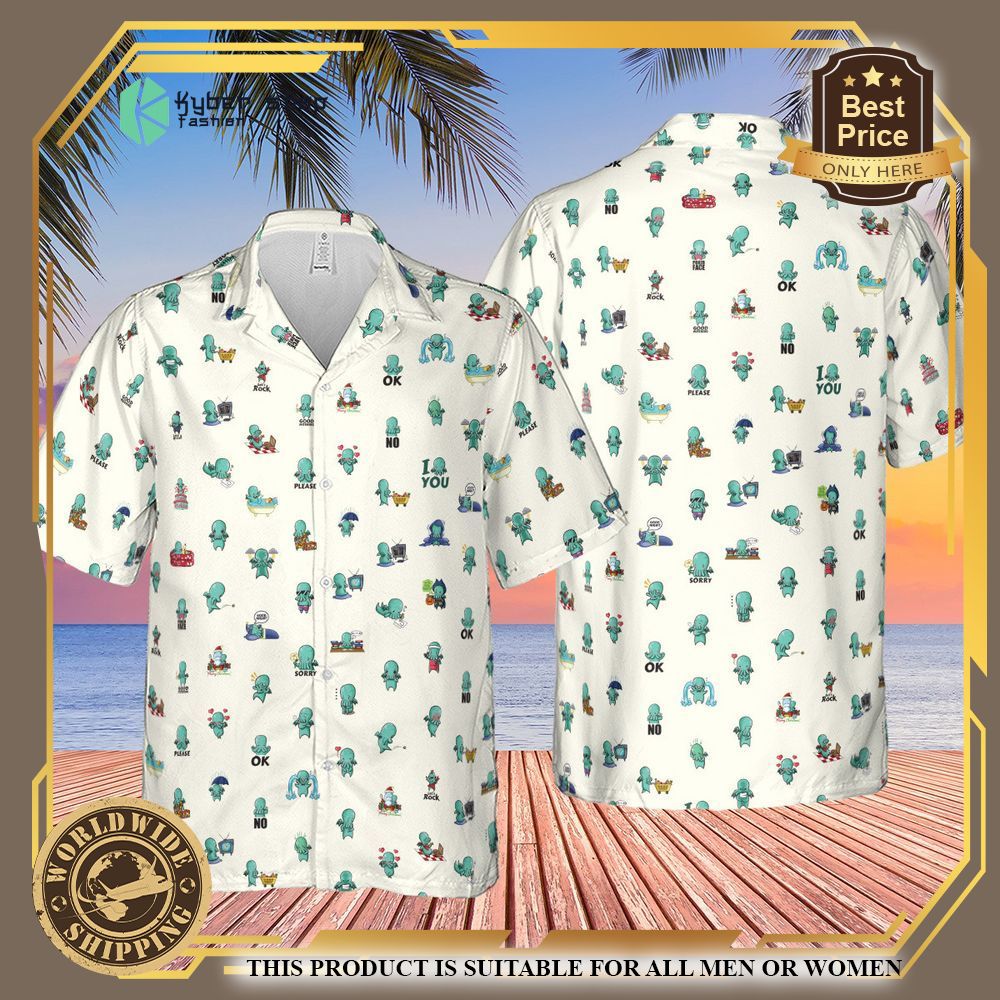 Kawai Cthulhu Pattern Hawaiian Shirt 4 kawai cthulhu pattern hawaiian shirt 3 4