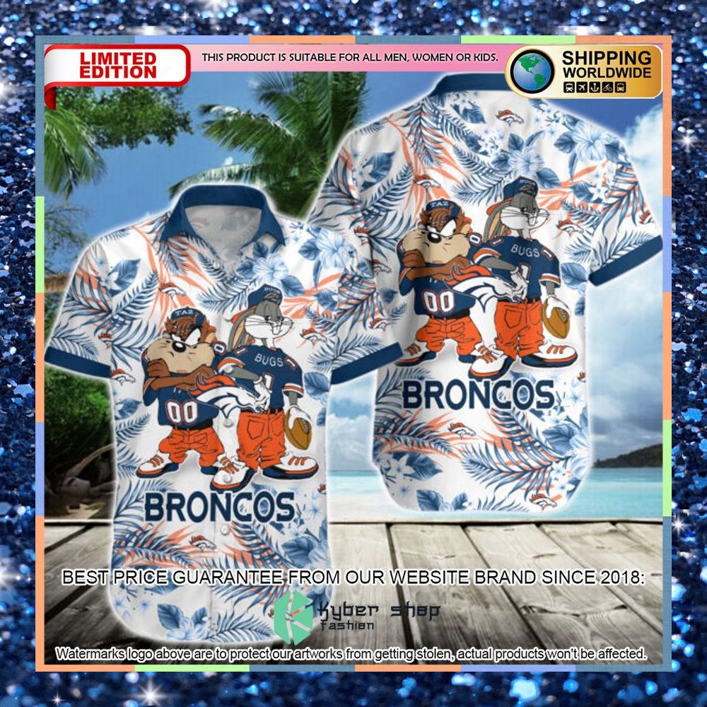 denver broncos bugs bunny taz nfl hawaiian shirt 1 303