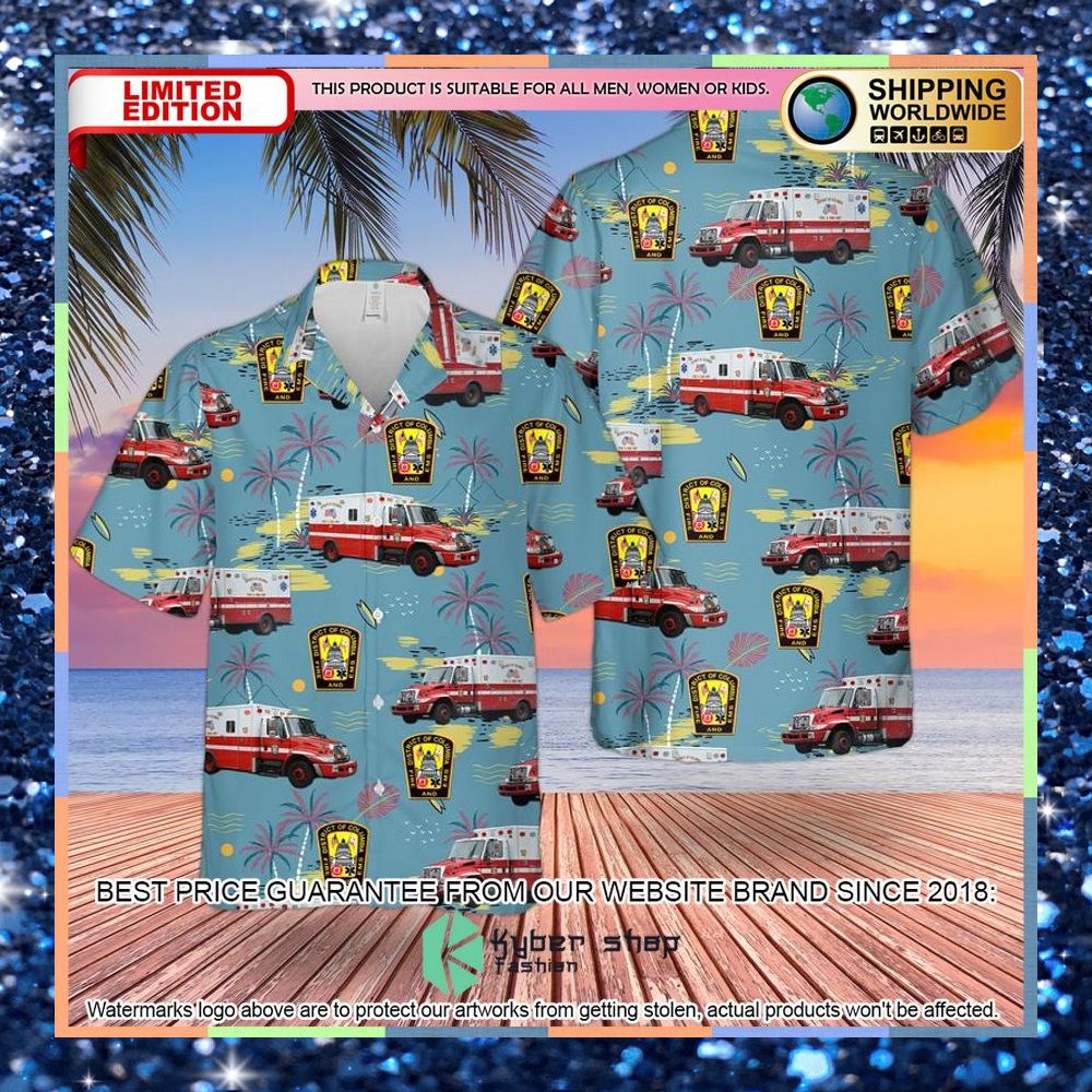district of columbia fire and ems hawaiian shirt 1 235