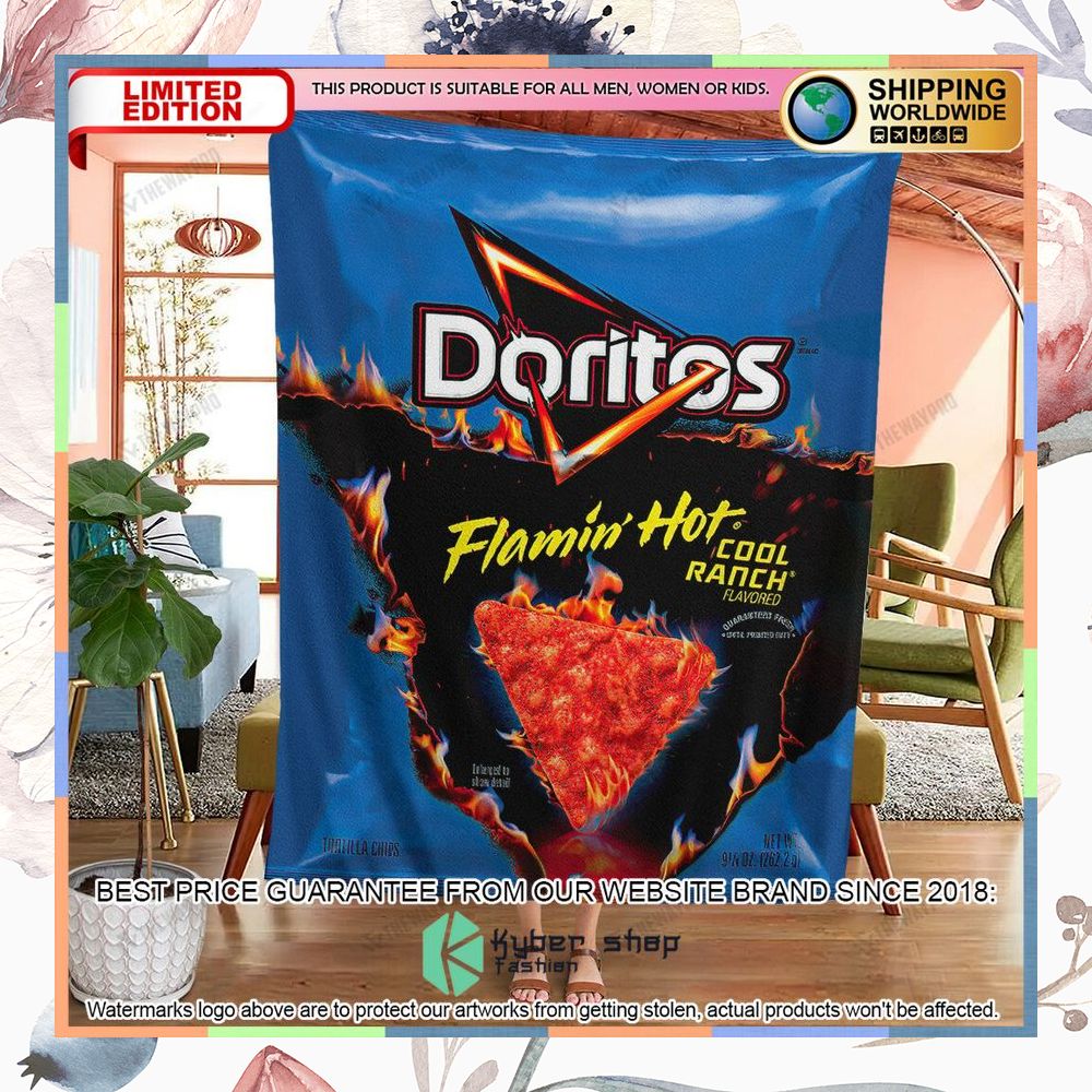 Doritos Flamin' Hot Cool Ranch Soft Blanket 6 doritos flamin hot cool ranch soft blanket 2 970