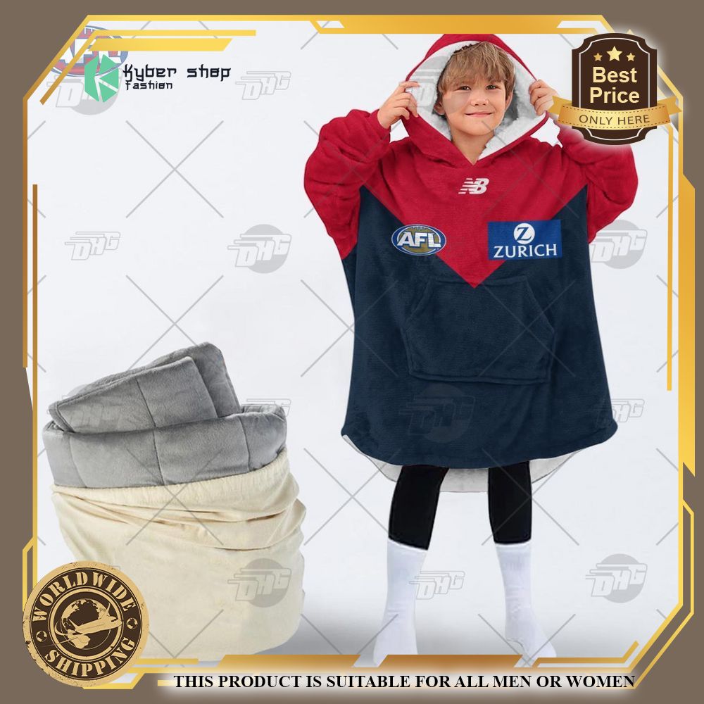personalized afl melbourne football club hoodie blanket 2