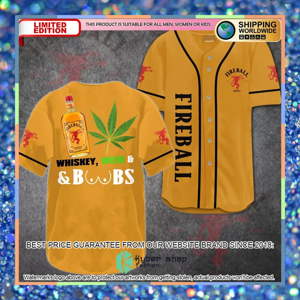 fireball whisky weed boobs baseball jersey 1 182