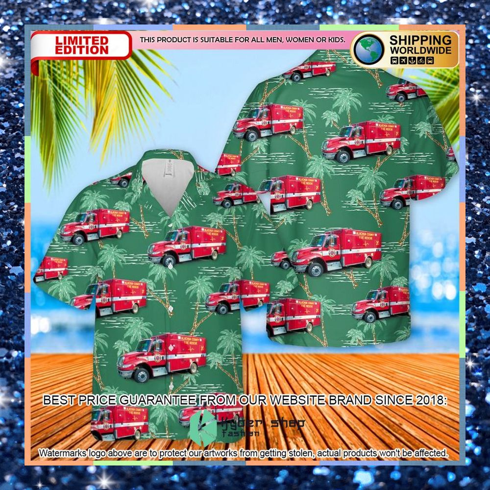 florida alachua county fire rescue ambulance ems hawaiian shirt 1 427