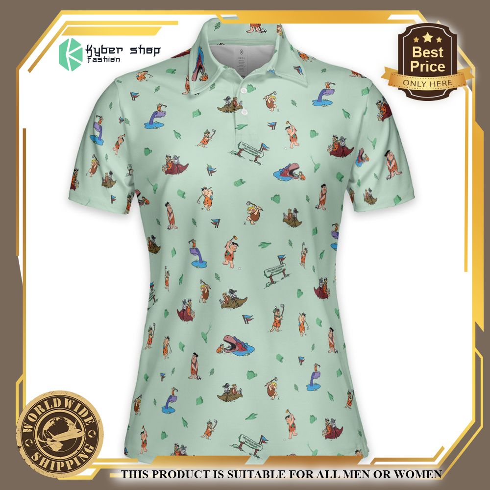 Fred Flintstone Playing Golf Pattern Men Women Polo Shirt 4 fred flintstone playing golf pattern men women polo shirt 4