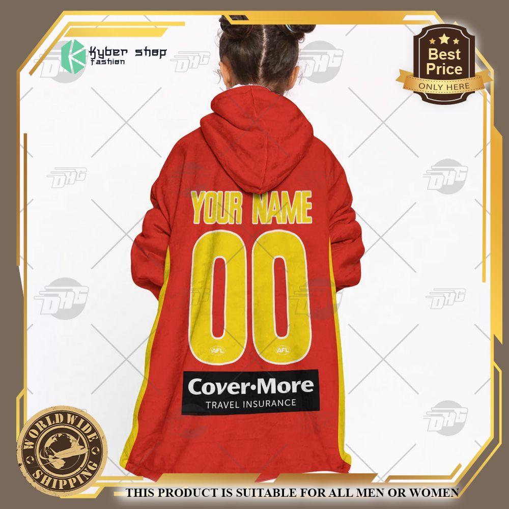 Personalized AFL Gold Coast Suns Football Club Hoodie Blanket 7 personalized afl gold coast suns football club hoodie blanket 7