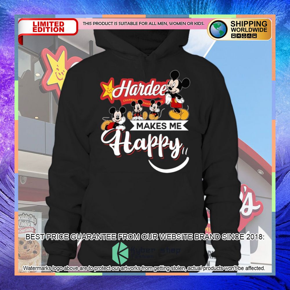 hardees make me happy mickey mouse shirt hoodie 1 493