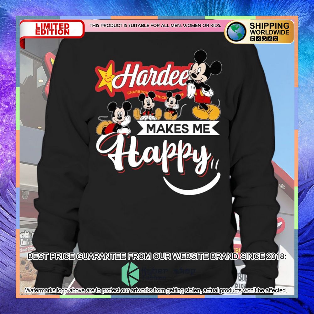 hardees make me happy mickey mouse shirt hoodie 3 336