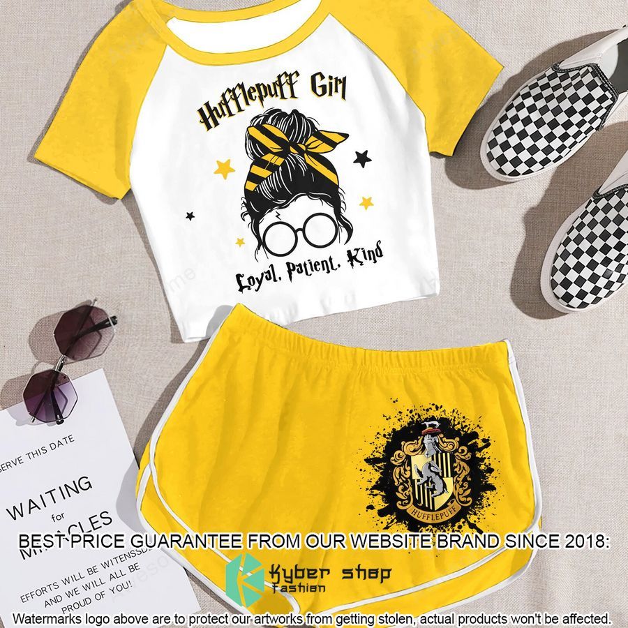 hufflepuff girl brave daring confident cropped t shirt and shorts 1 730