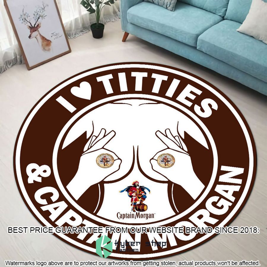 i love titties and captain morgan round rug 1 567