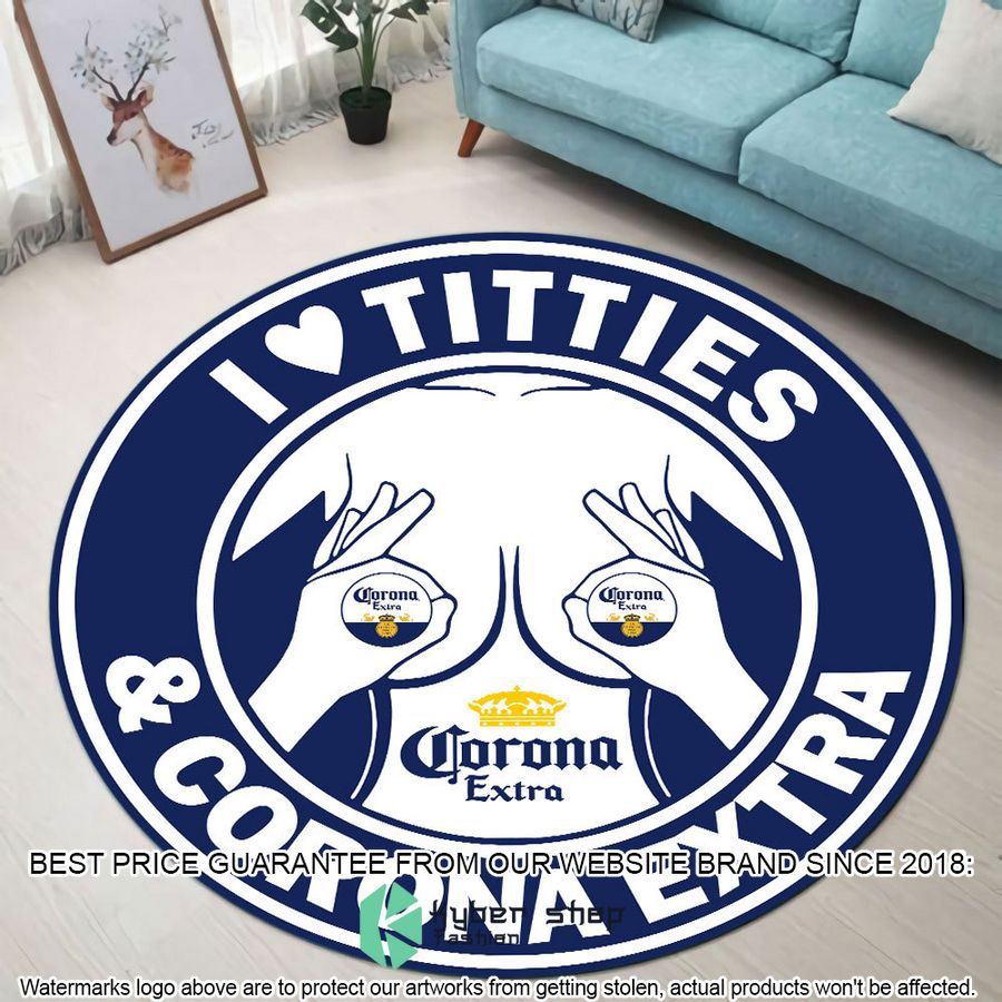 i love titties and corona extra round rug 1 891