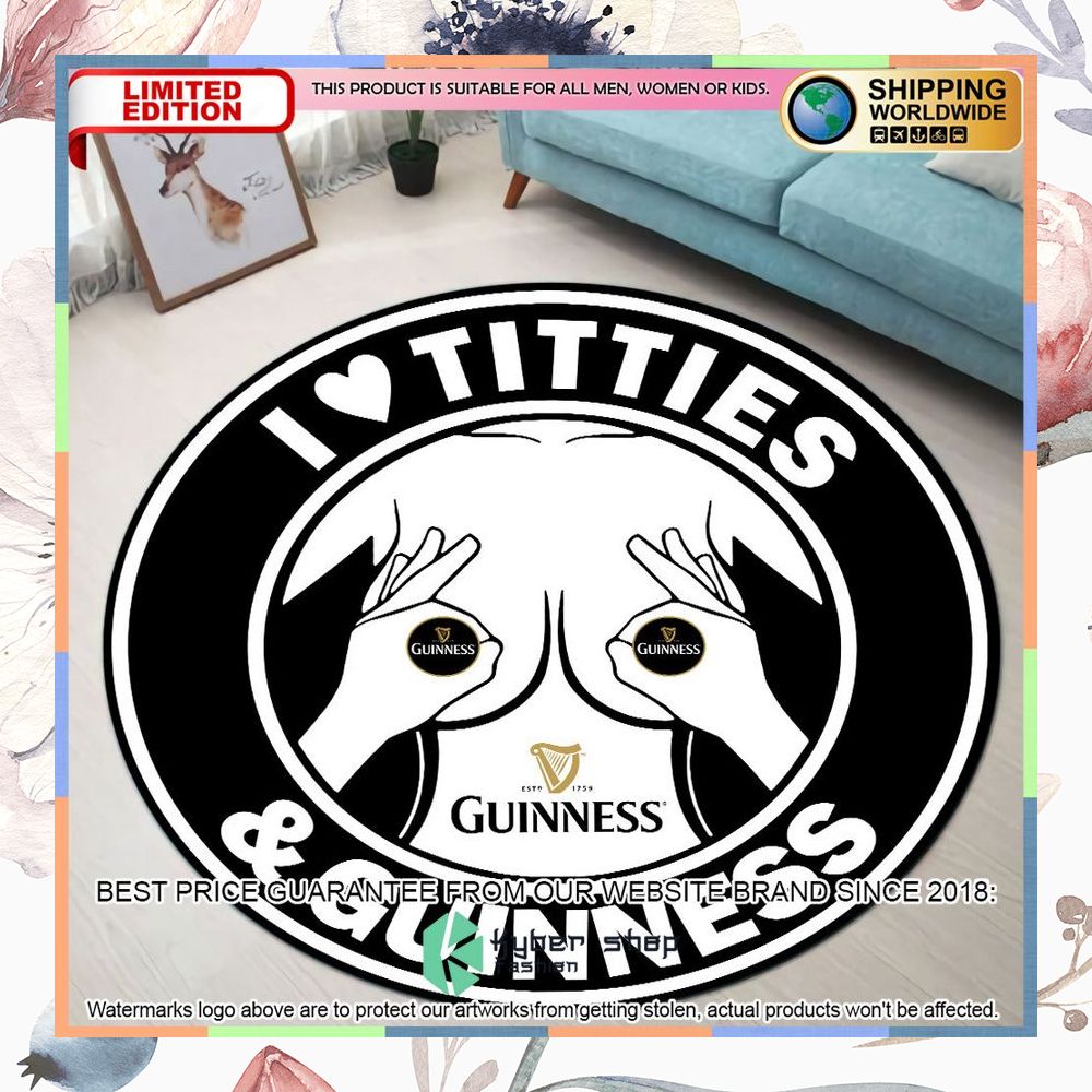 i love titties and guinness round rug 1 661