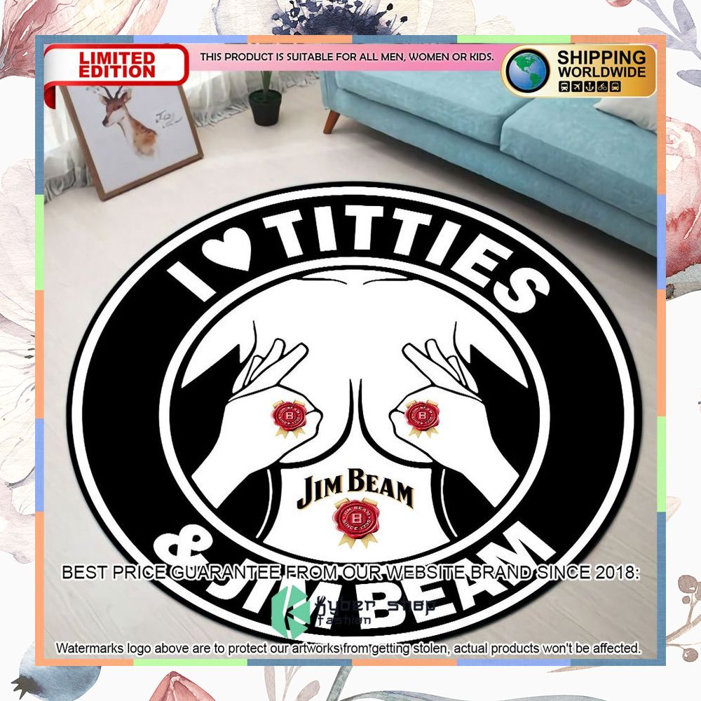 i love titties and jim beam round rug 1 174