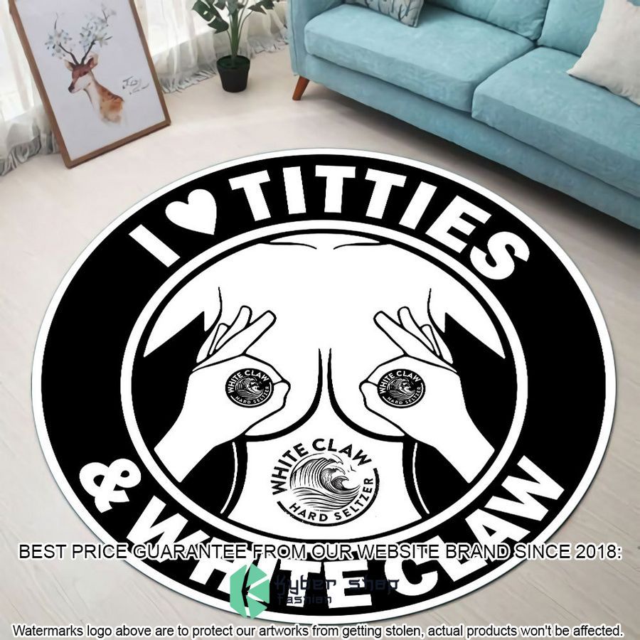 i love titties and white claw round rug 1 380