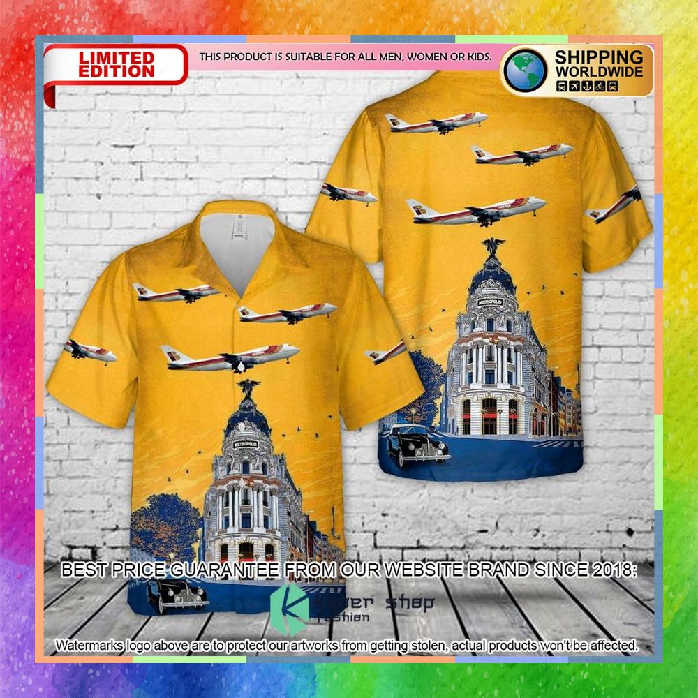 Iberia Airline Boeing 747 300 Hawaiian Shirt 3 iberia airline boeing 747 300 hawaiian shirt 1 237