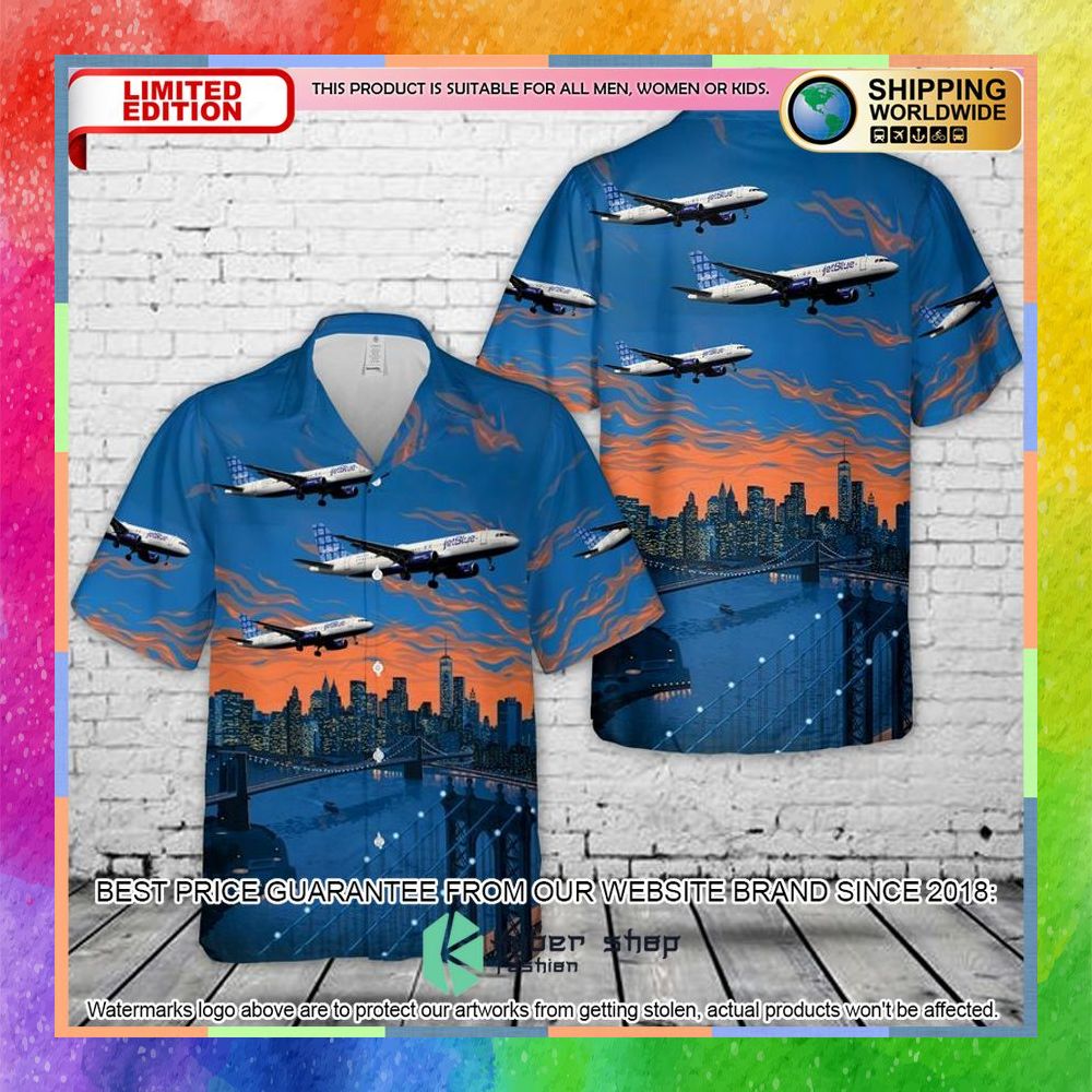 Jetblue Airways Blue Kid In Town AIRBUS A320 232 N587JB Hawaiian Shirt 3 jetblue airways blue kid in town airbus a320 232 n587jb hawaiian shirt 1 736