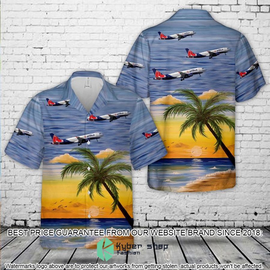 jetblue airways blue monster hawaiian shirt 1 519