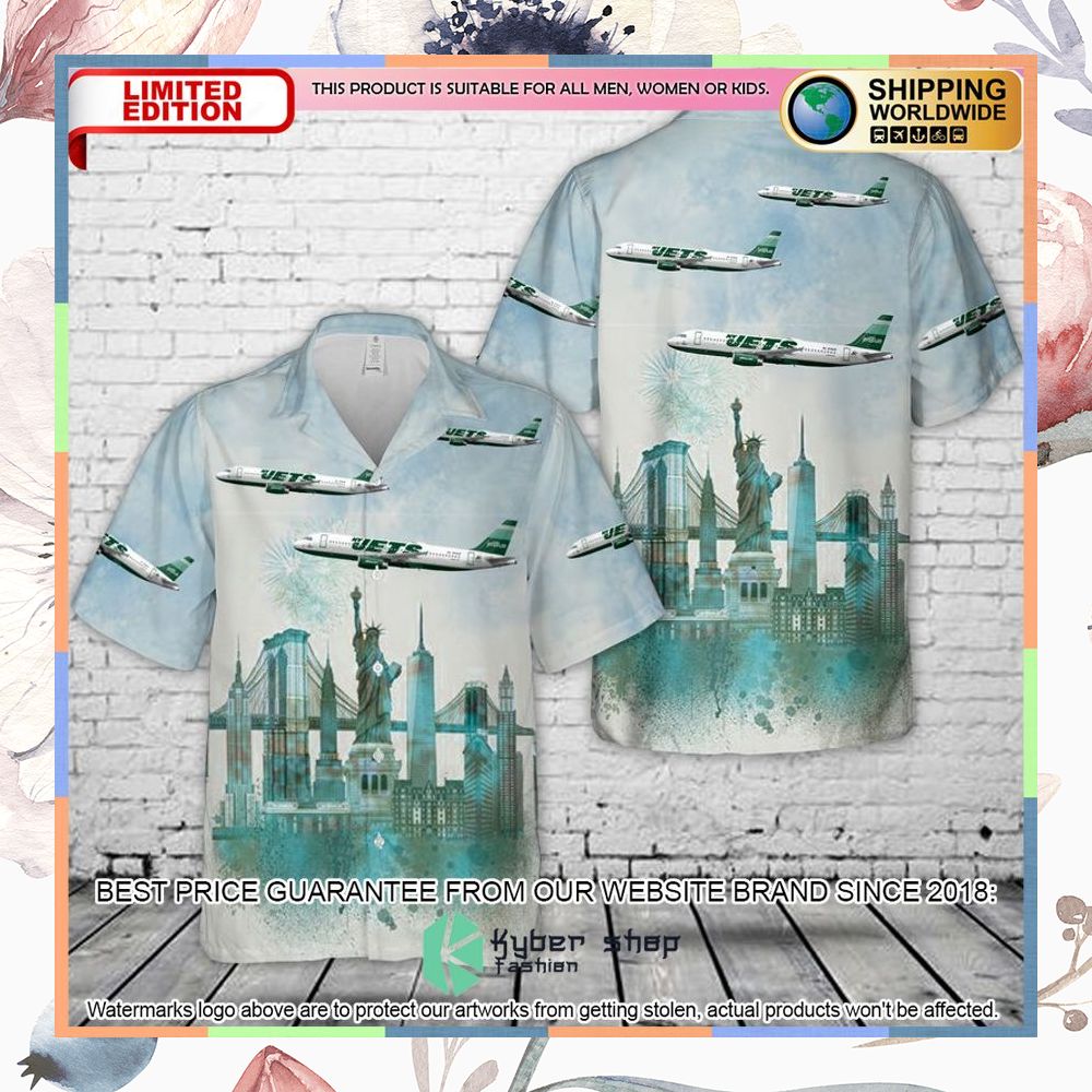 jetblue airways new york jets airbus a320 232 n746jb hawaiian shirt 1 734