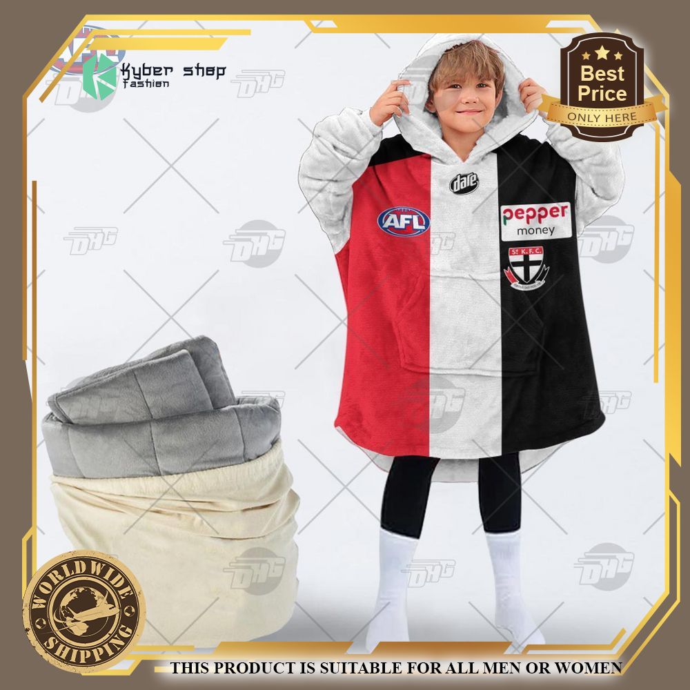 personalized afl st kilda football club hoodie blanket 2
