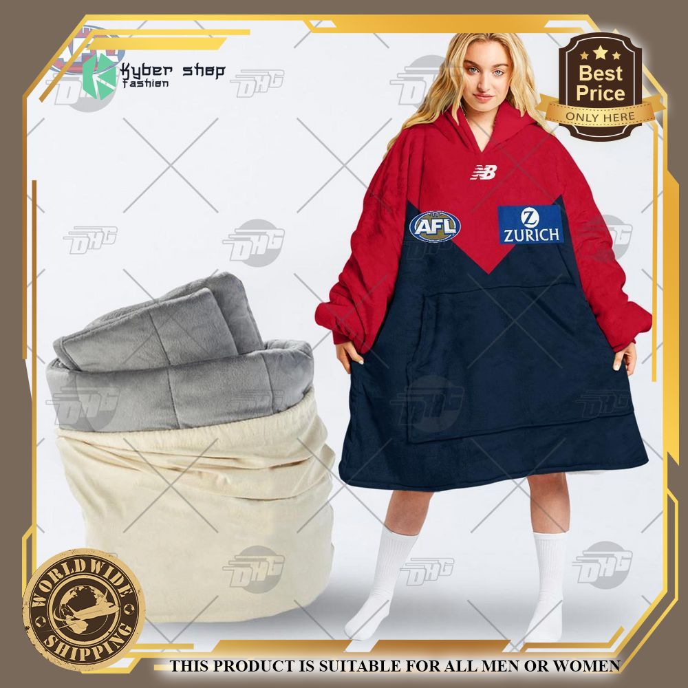 personalized afl melbourne football club hoodie blanket 1
