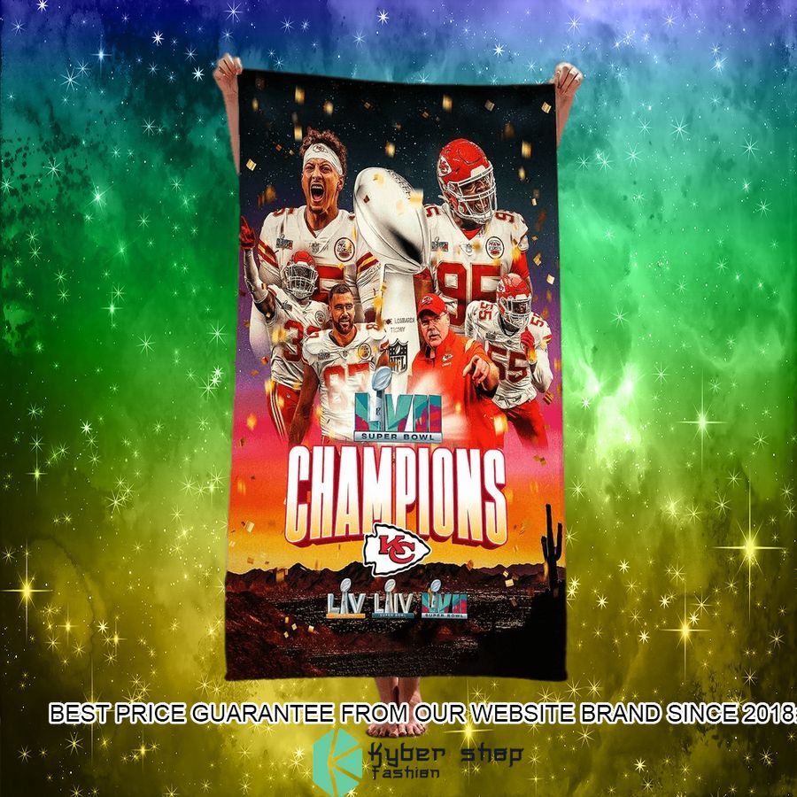 Kansas City Chiefs Super Bowl LVII Champions Beach Towel 5 kansas city chiefs super bowl lvii champions beach towel 6