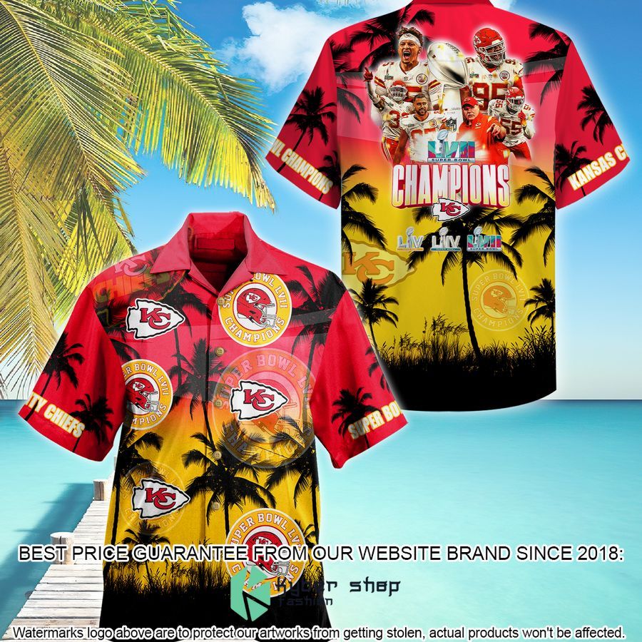 kansas city chiefs super bowl lvii champions hawaiian shirt shorts 2 742