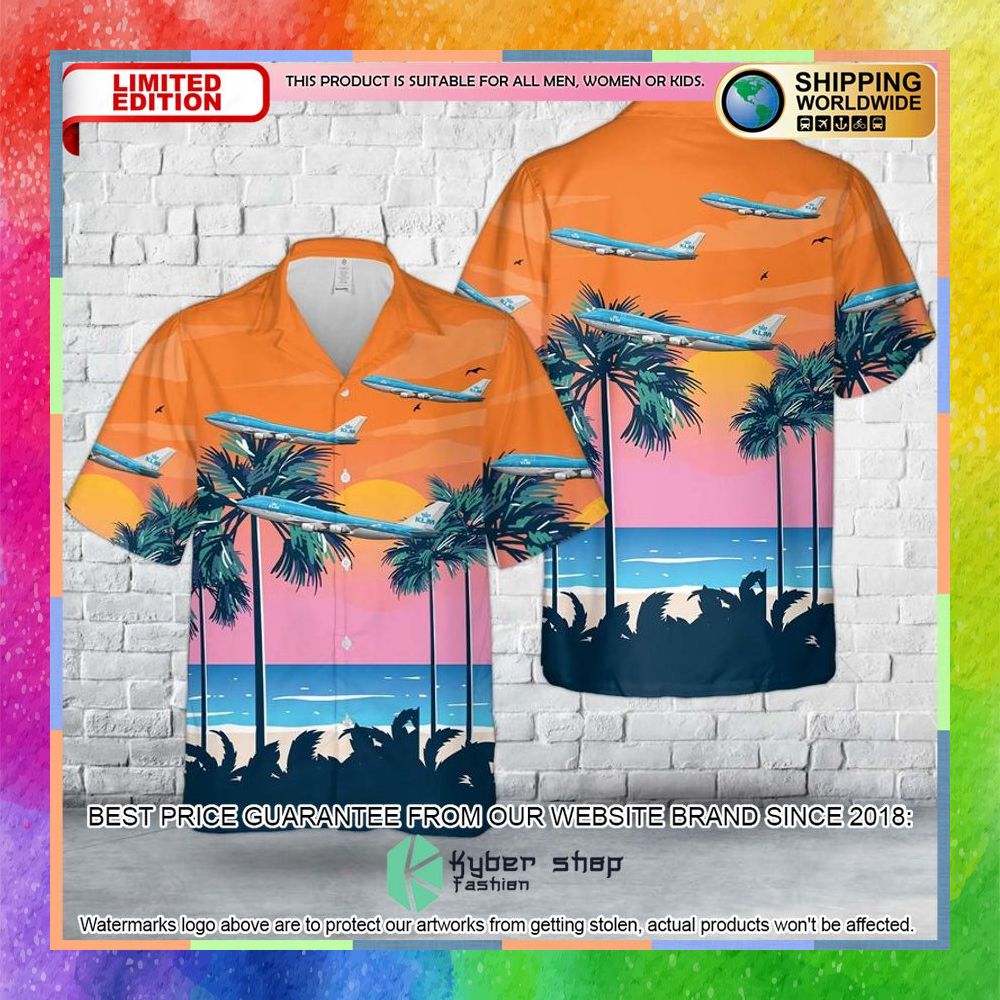KLM Royal Dutch Airlines City of Atlanta Boeing 747-406 PH-BFA Hawaiian Shirt 3 klm royal dutch airlines city of atlanta boeing 747 406 ph bfa hawaiian shirt 1 644