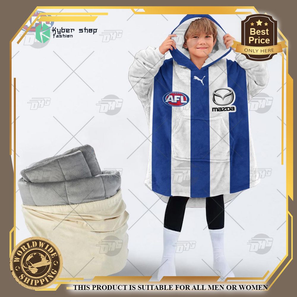 personalized afl north melbourne football club hoodie blanket 2