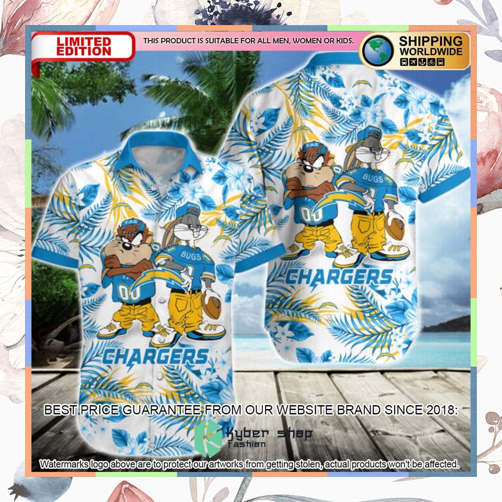 Los Angeles Chargers Bugs Bunny Taz NFL Hawaiian Shirt 3 los angeles chargers bugs bunny taz nfl hawaiian shirt 1 121