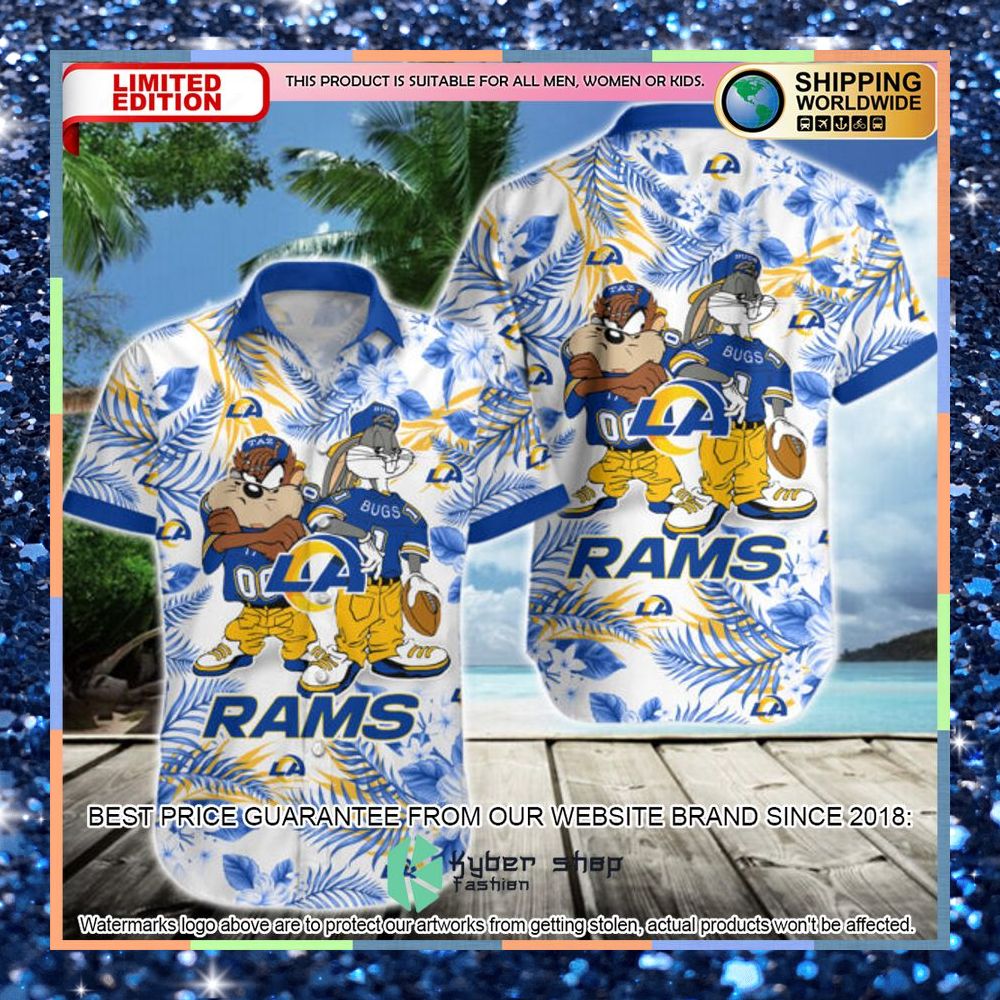 los angeles rams bugs bunny taz nfl hawaiian shirt 1 245