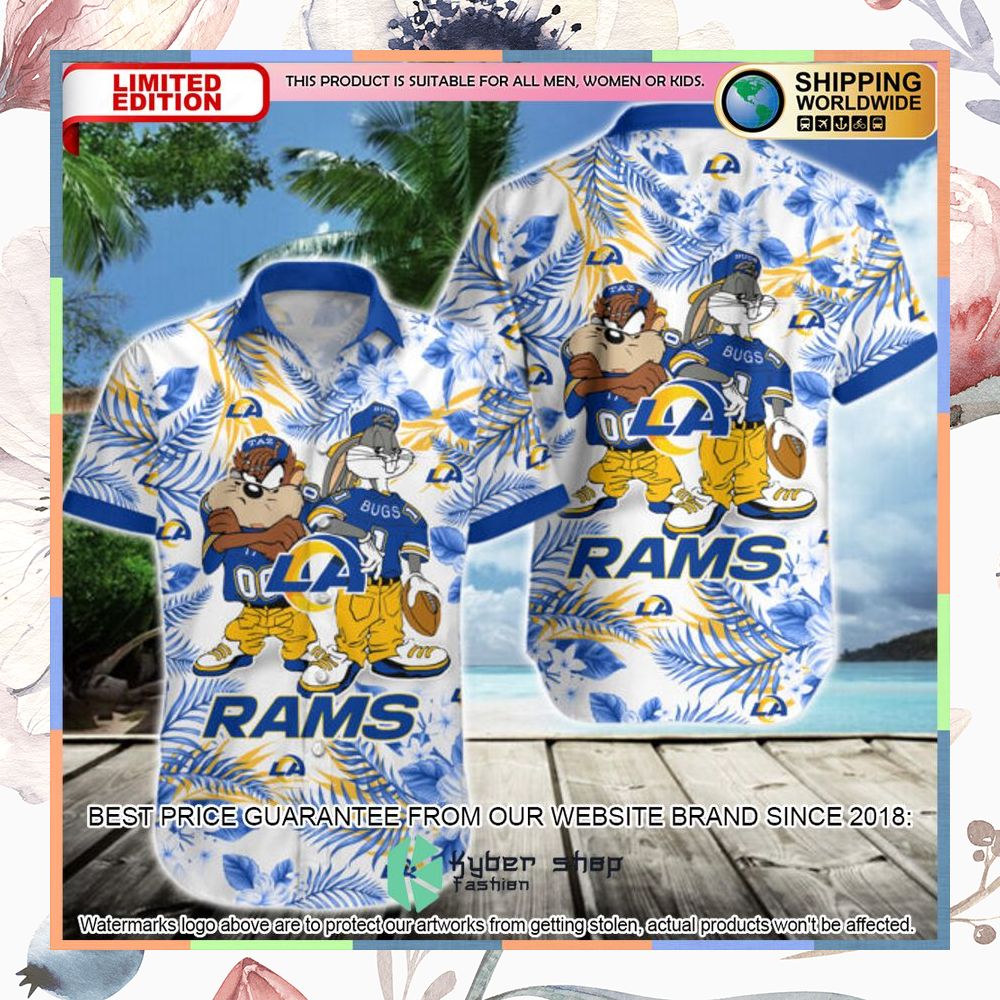 Los Angeles Rams Bugs Bunny Taz NFL Hawaiian Shirt 3 los angeles rams bugs bunny taz nfl hawaiian shirt 1 374