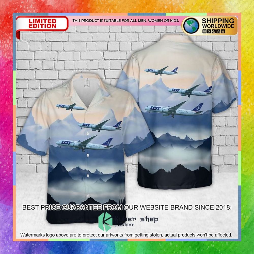 LOT Polish Airlines Boeing 787 85D Dreamliner SP LRA Hawaiian Shirt 3 lot polish airlines boeing 787 85d dreamliner sp lra hawaiian shirt 1 544