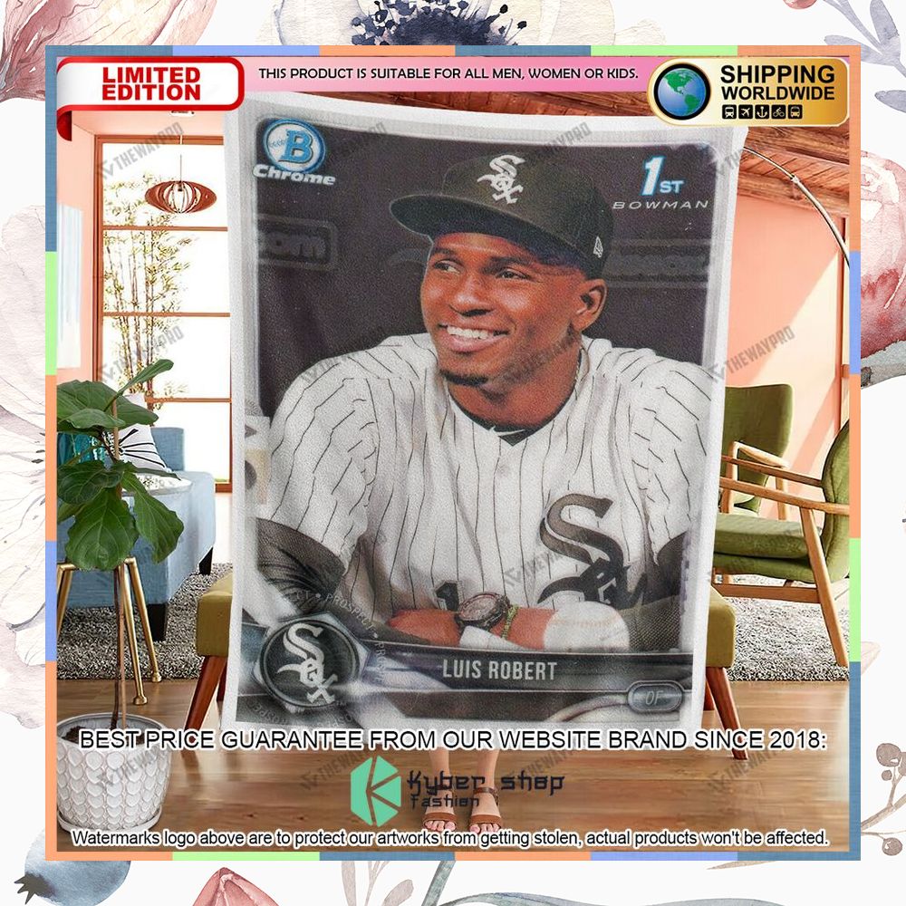Luis Robert Chicago White Sox Baseball Card Soft Blanket 11 luis robert chicago white sox baseball card soft blanket 3 658