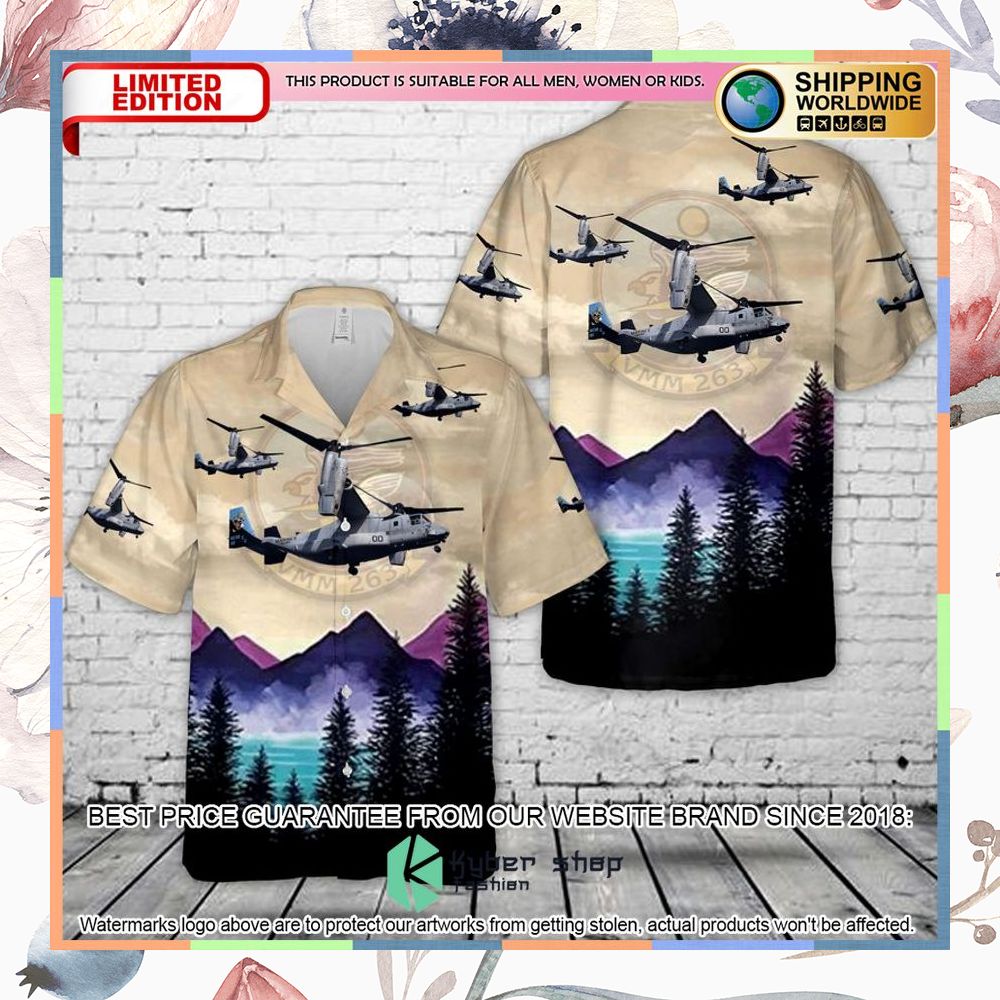 marine medium tiltrotor squadron 263 vmm 263 thunder chickens mv 22 osprey hawaiian shirt 1 470