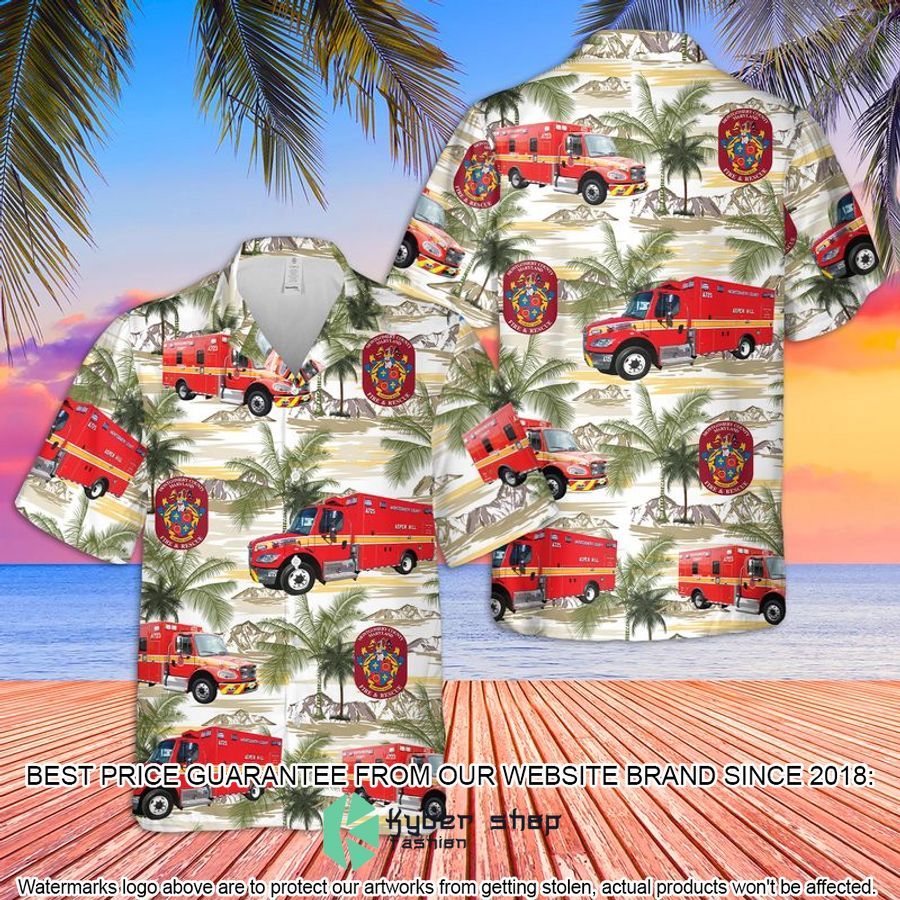 maryland montgomery county fire and rescue service ems hawaiian shirt 1 90