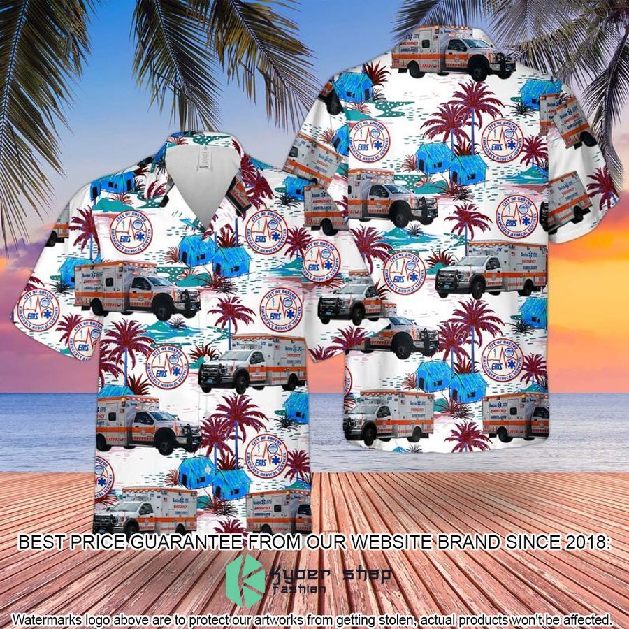 massachusetts boston ems white hawaiian shirt 1 413