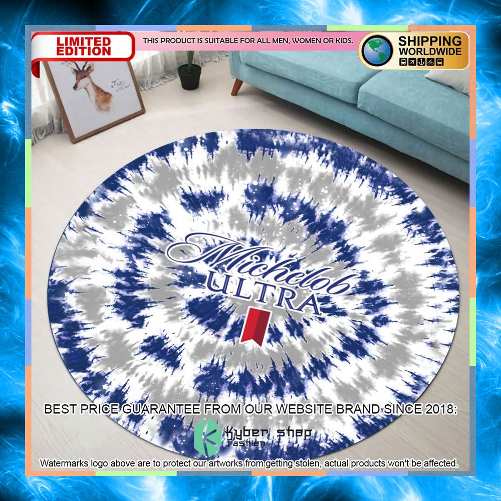Michelob Ultra Life Tie Dye Round Rug 3 michelob ultra life tie dye round rug 1 512