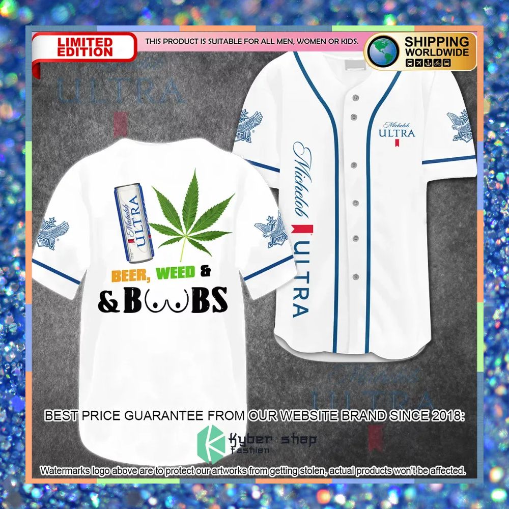 michelob ultra weed boobs baseball jersey 1 364