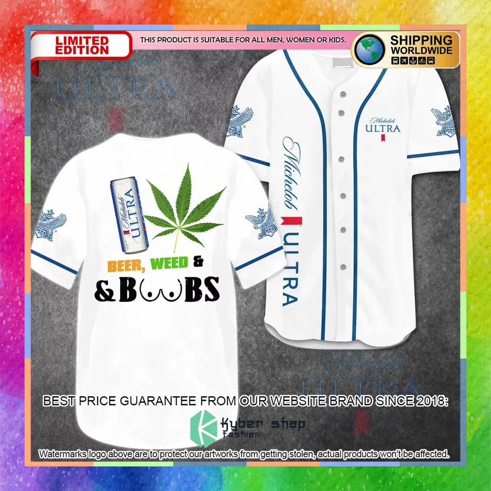 Michelob Ultra Weed Boobs Baseball Jersey 3 michelob ultra weed boobs baseball jersey 1 579