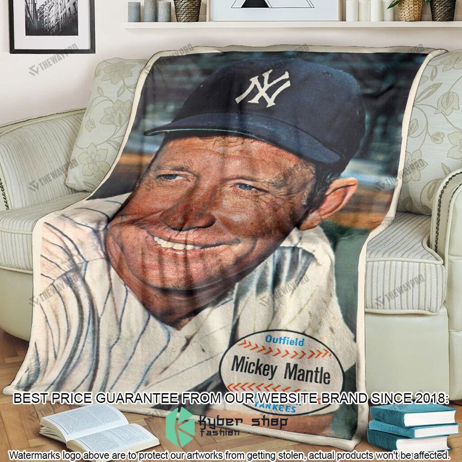 mickey mantle new york yankees baseball card soft blanket 1 351