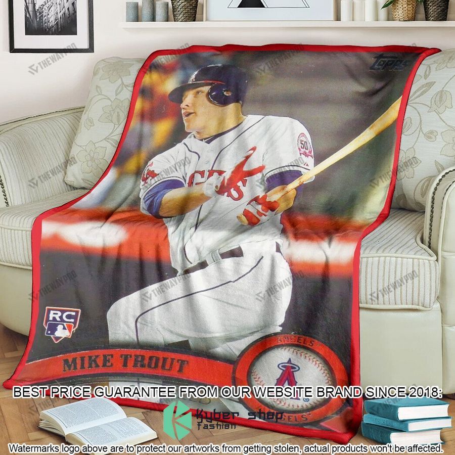 mike trout los angeles angels baseball card soft blanket 1 688