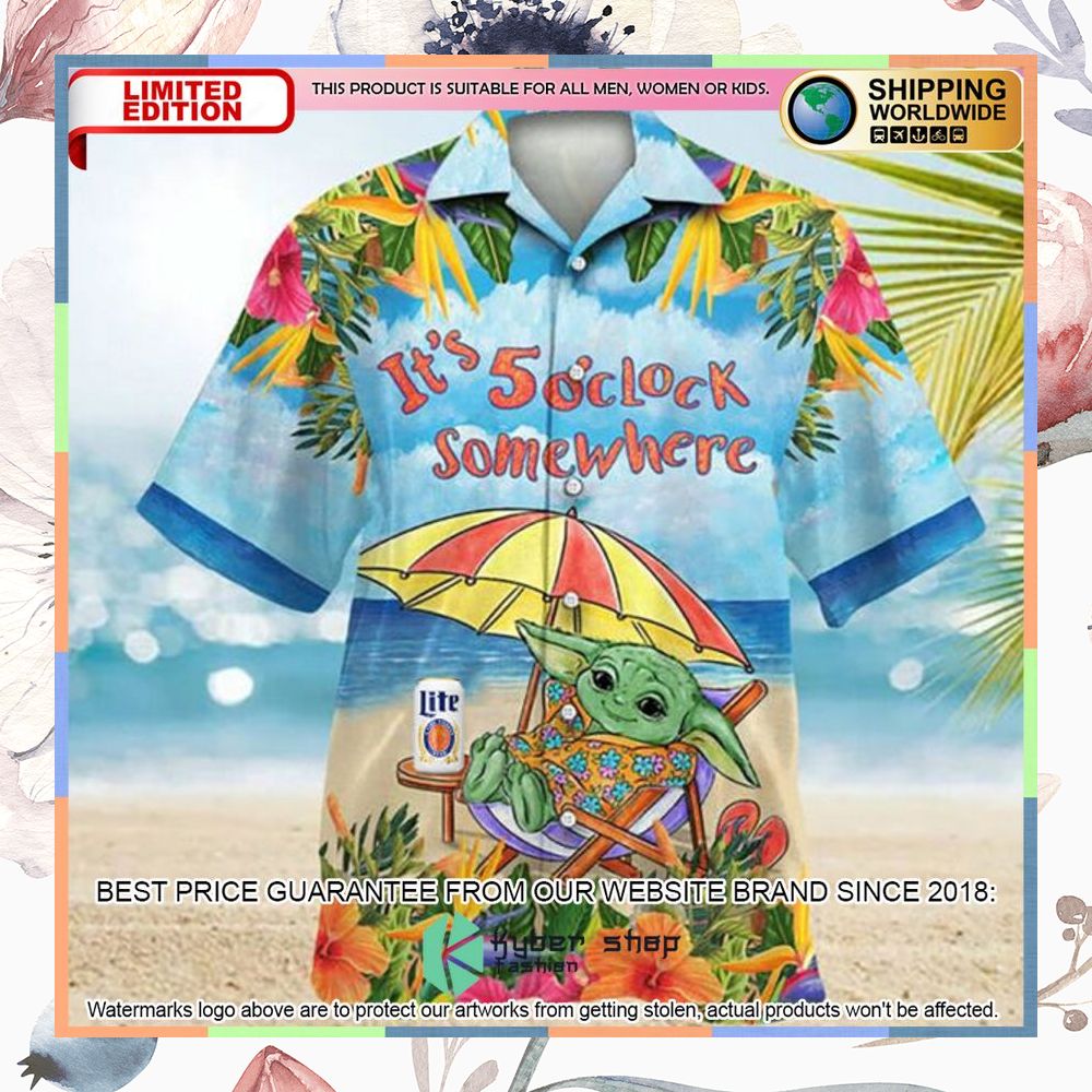 miller lite baby yoda hawaiian shirt 1 360
