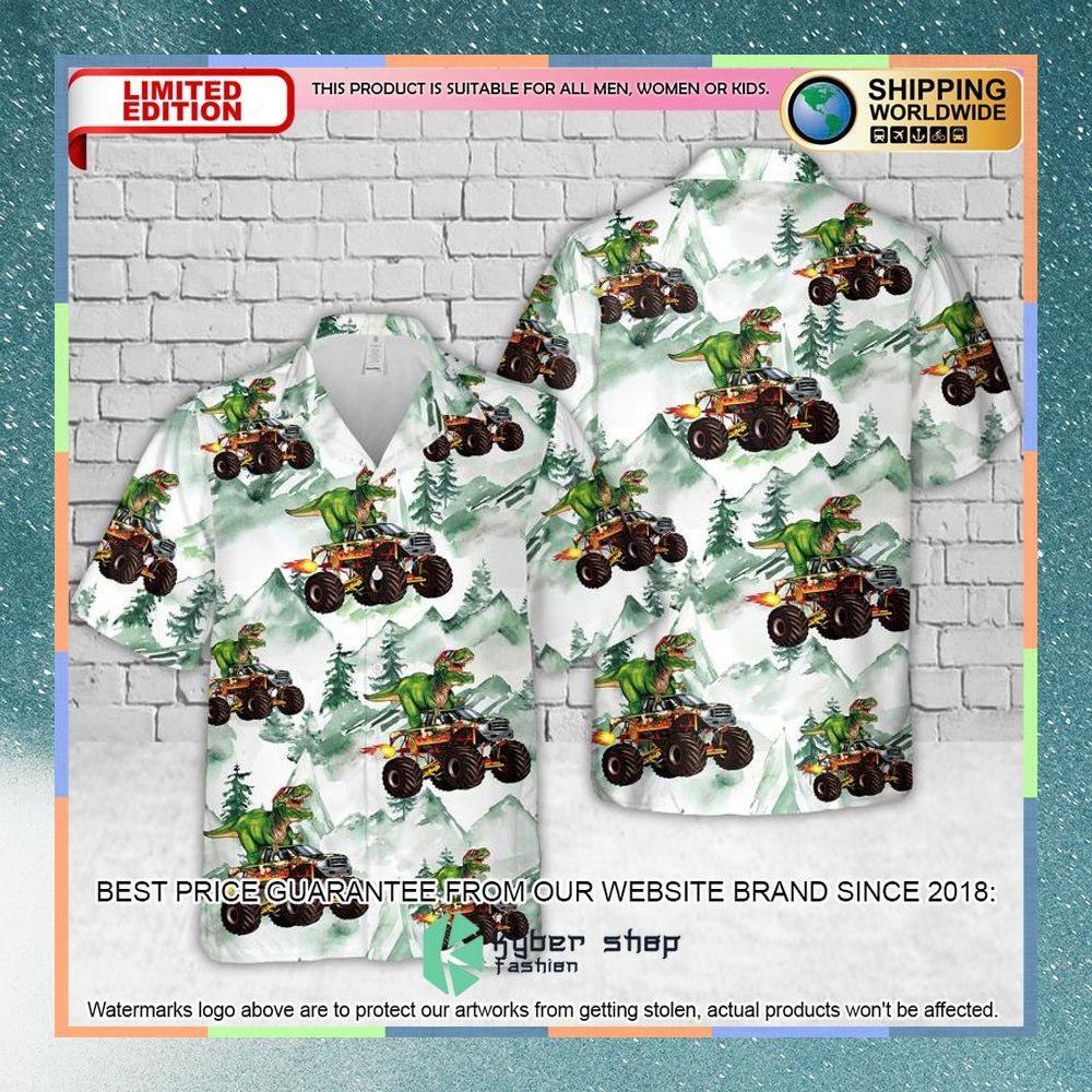 Monster Truck And T Rex Dinosaur Funny Hawaiian Shirt 3 monster truck and t rex dinosaur funny hawaiian shirt 1 242