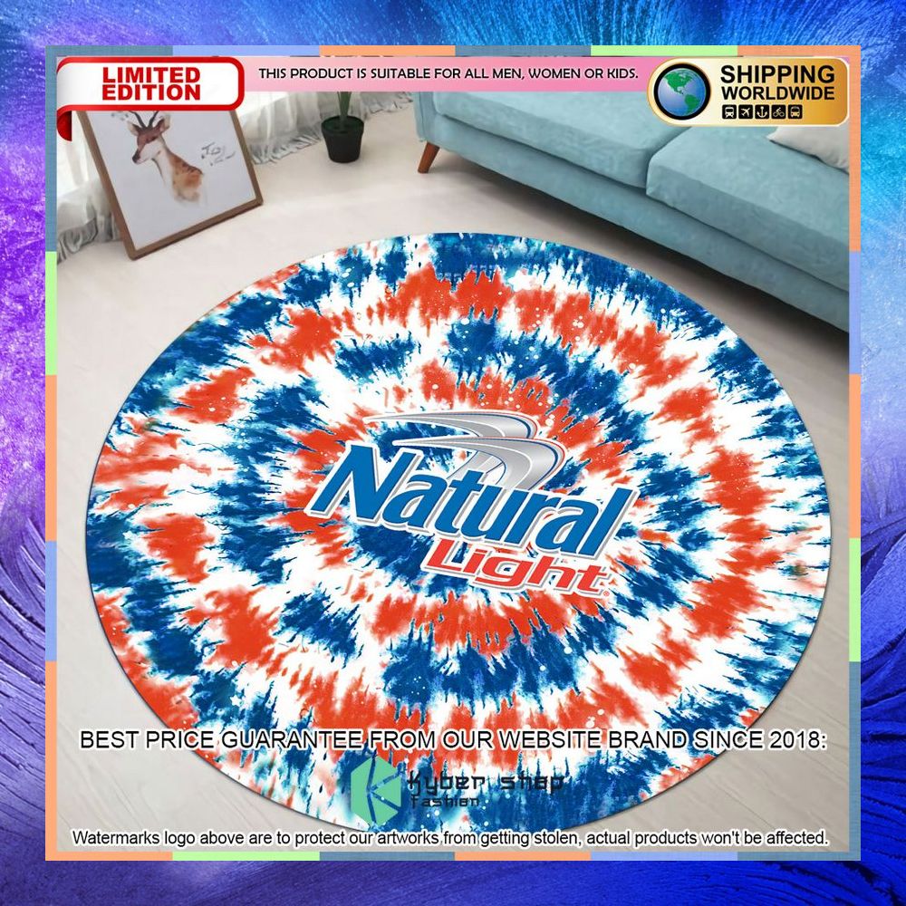 natural light life tie dye round rug 1 348